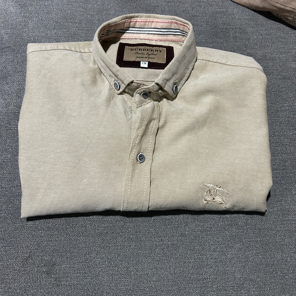 Burberry Beige Oxford Button Down Shirt